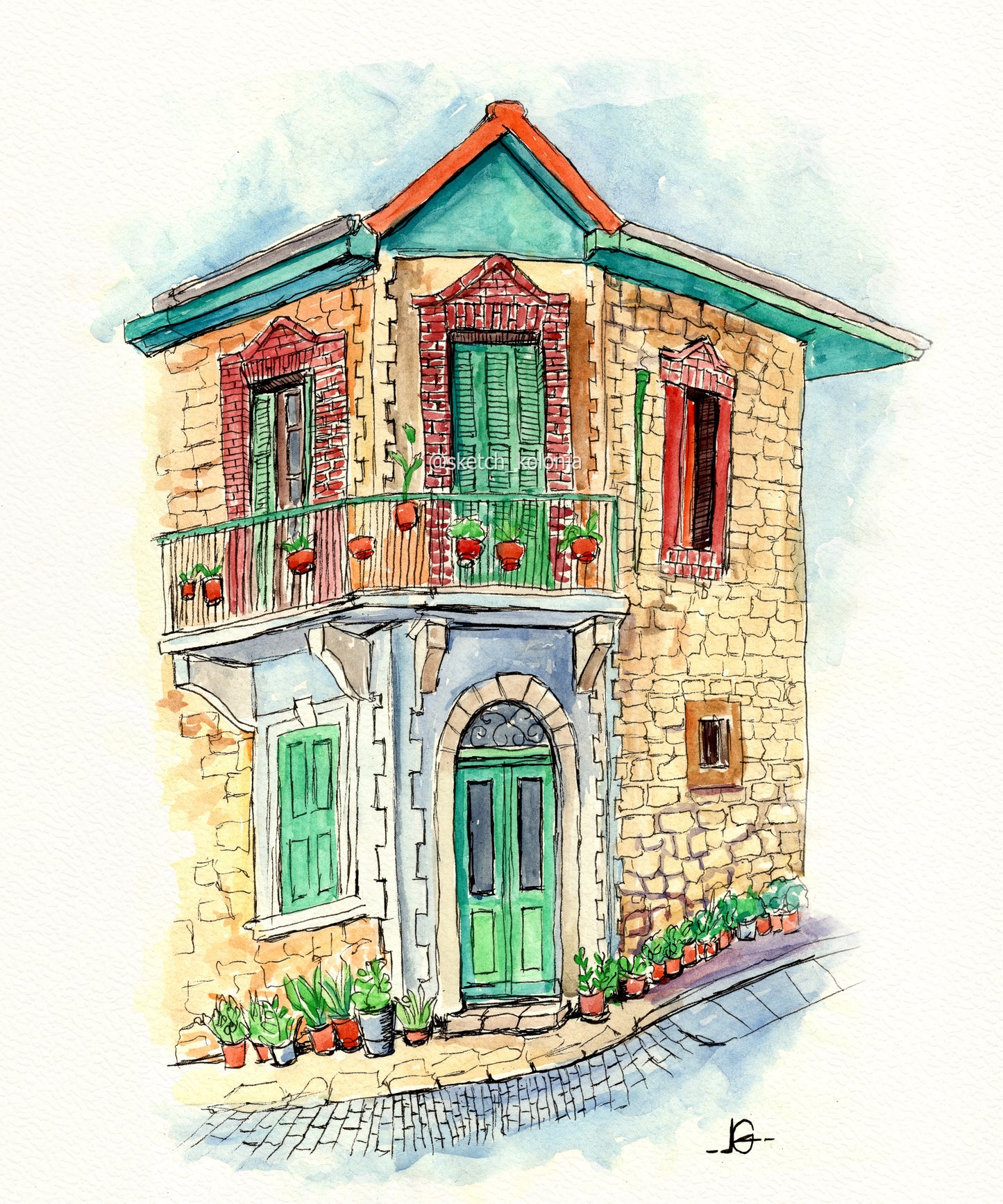 Custom Handmade House Watercolor Portrait