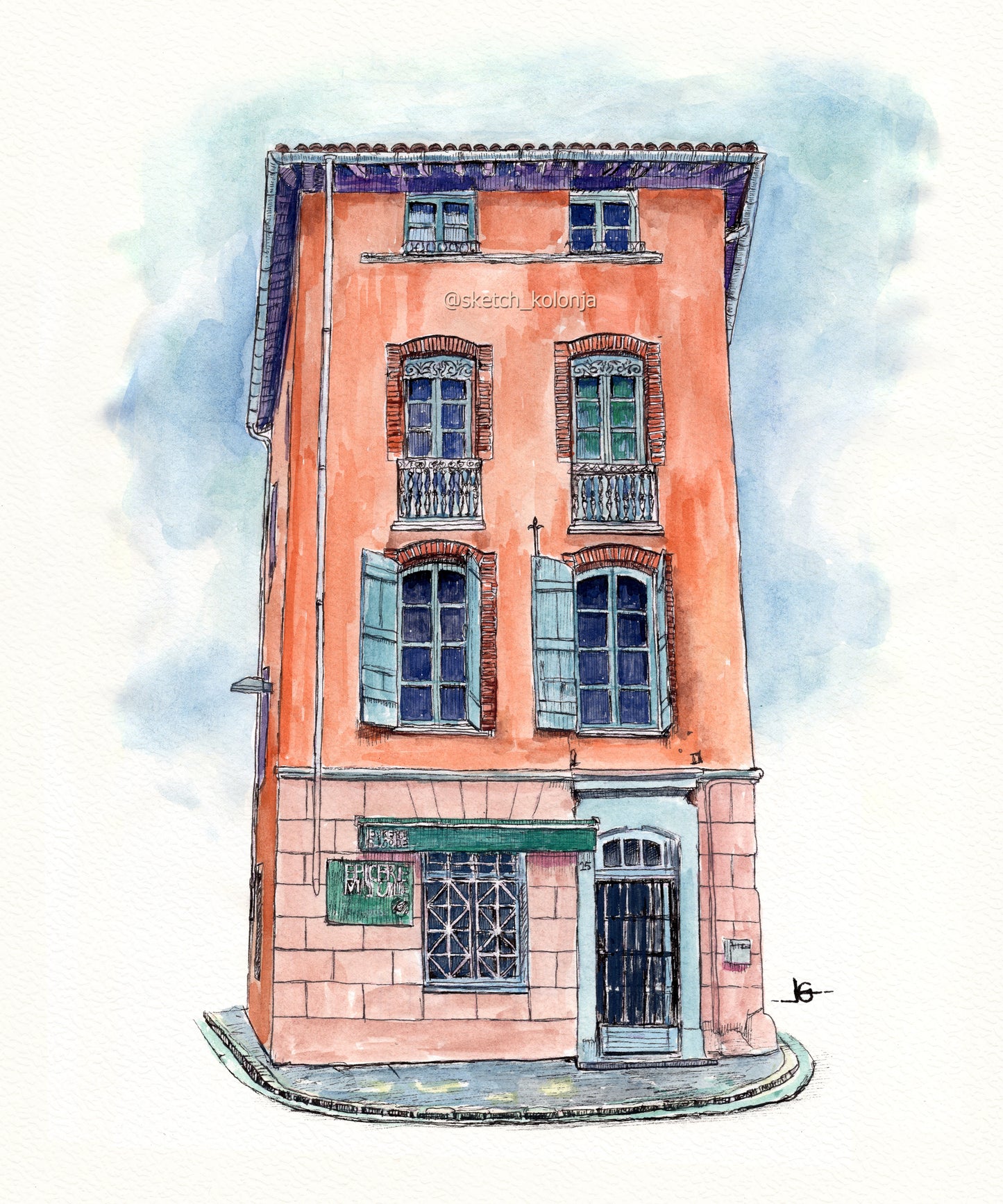 Custom Handmade House Watercolor Portrait