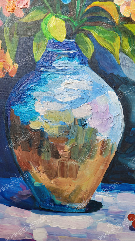 Vase with Flowers - Acrylic Painting