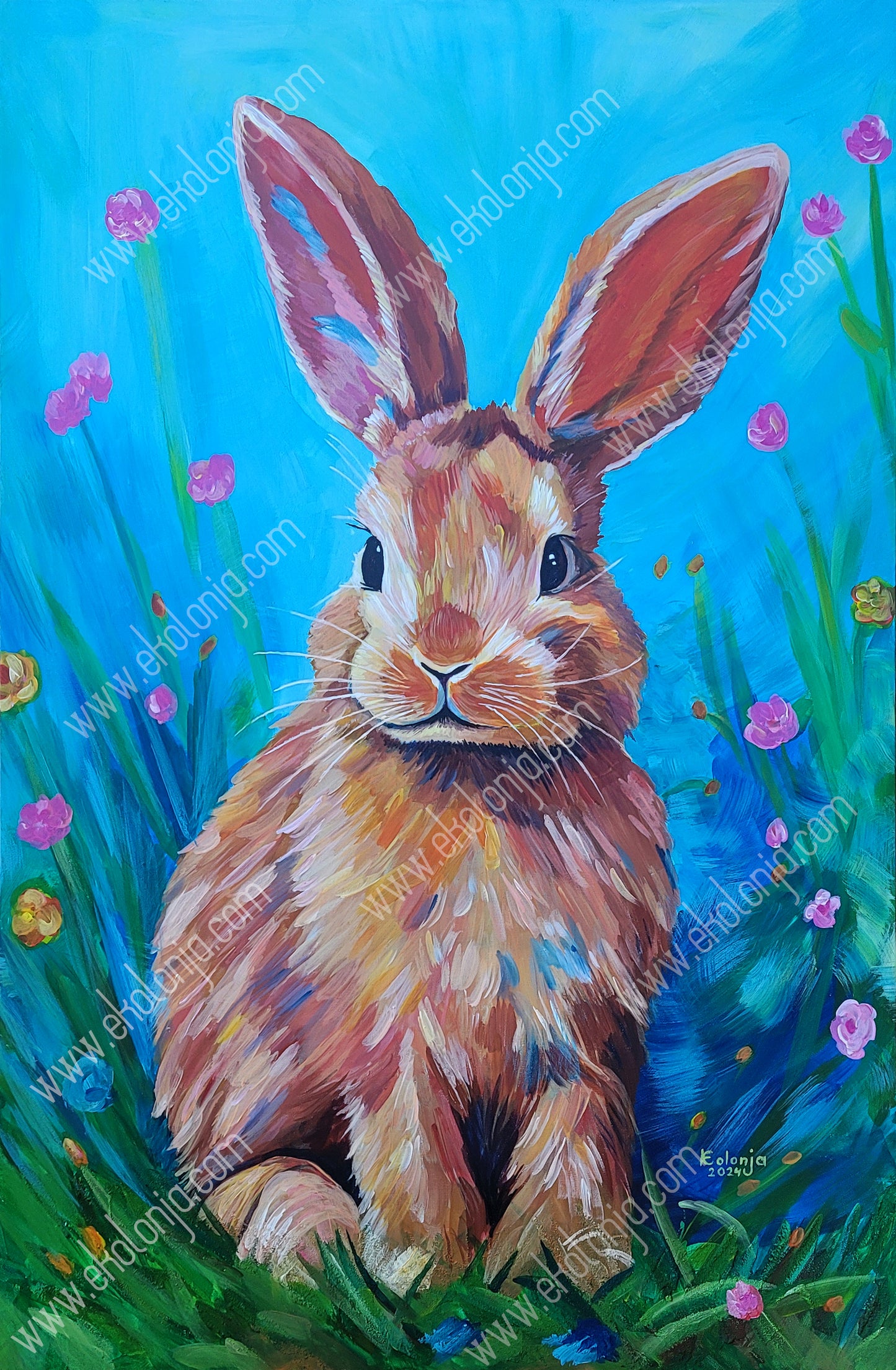 Colorful Bunny – Impressionist Painting for Kids' Rooms