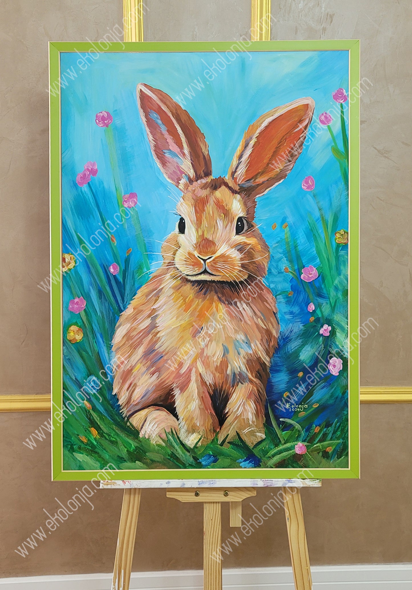 Colorful Bunny – Impressionist Painting for Kids' Rooms