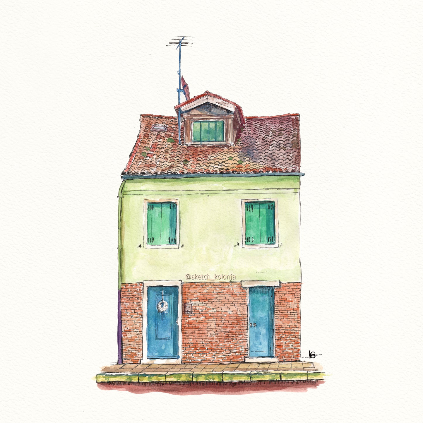 Custom Handmade House Watercolor Portrait