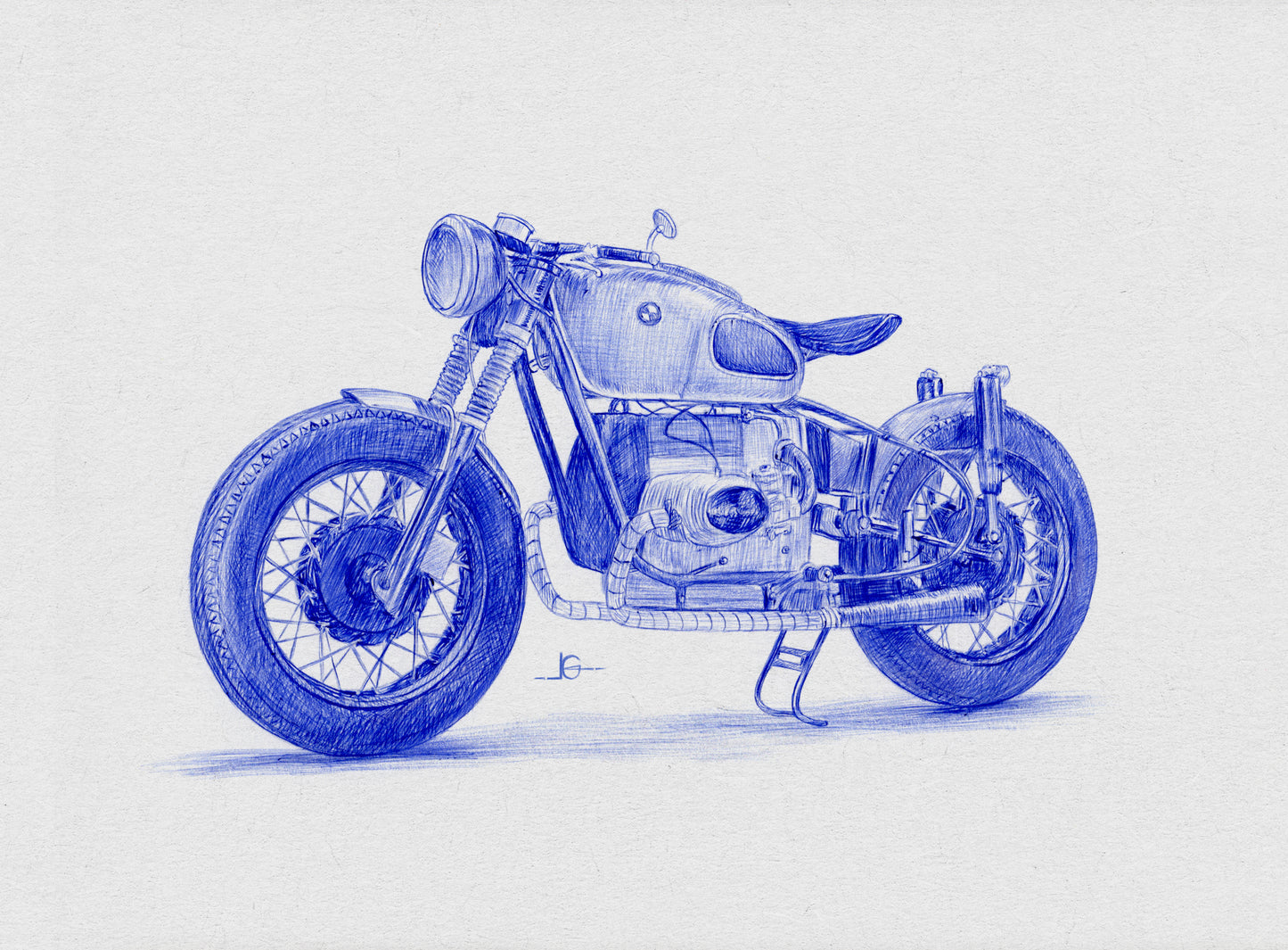 Custom Blue & White Ballpoint Pen Car Portrait – Hand-Drawn from Your Photo