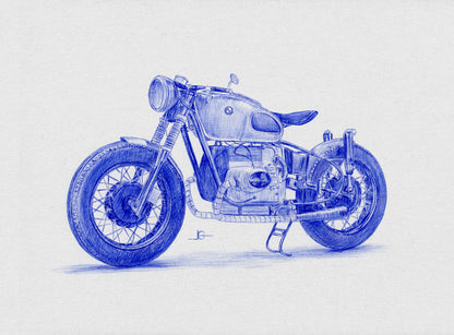 Custom Blue & White Ballpoint Pen Car Portrait – Hand-Drawn from Your Photo