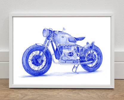 Custom Blue & White Ballpoint Pen Car Portrait – Hand-Drawn from Your Photo