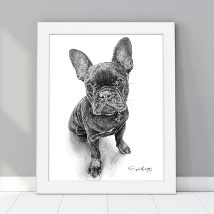 Custom Handmade Black & White Pet Portrait Drawing