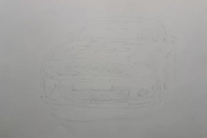 Custom Blue & White Ballpoint Pen Car Portrait – Hand-Drawn from Your Photo