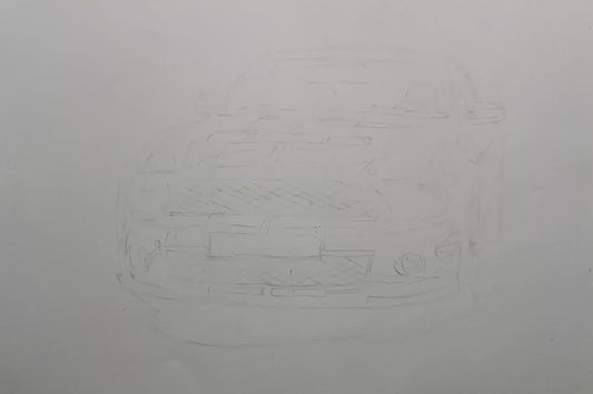 Custom Blue & White Ballpoint Pen Car Portrait – Hand-Drawn from Your Photo